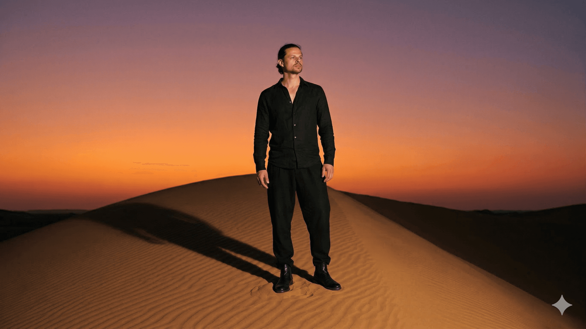 Desert dunes sunset portrait