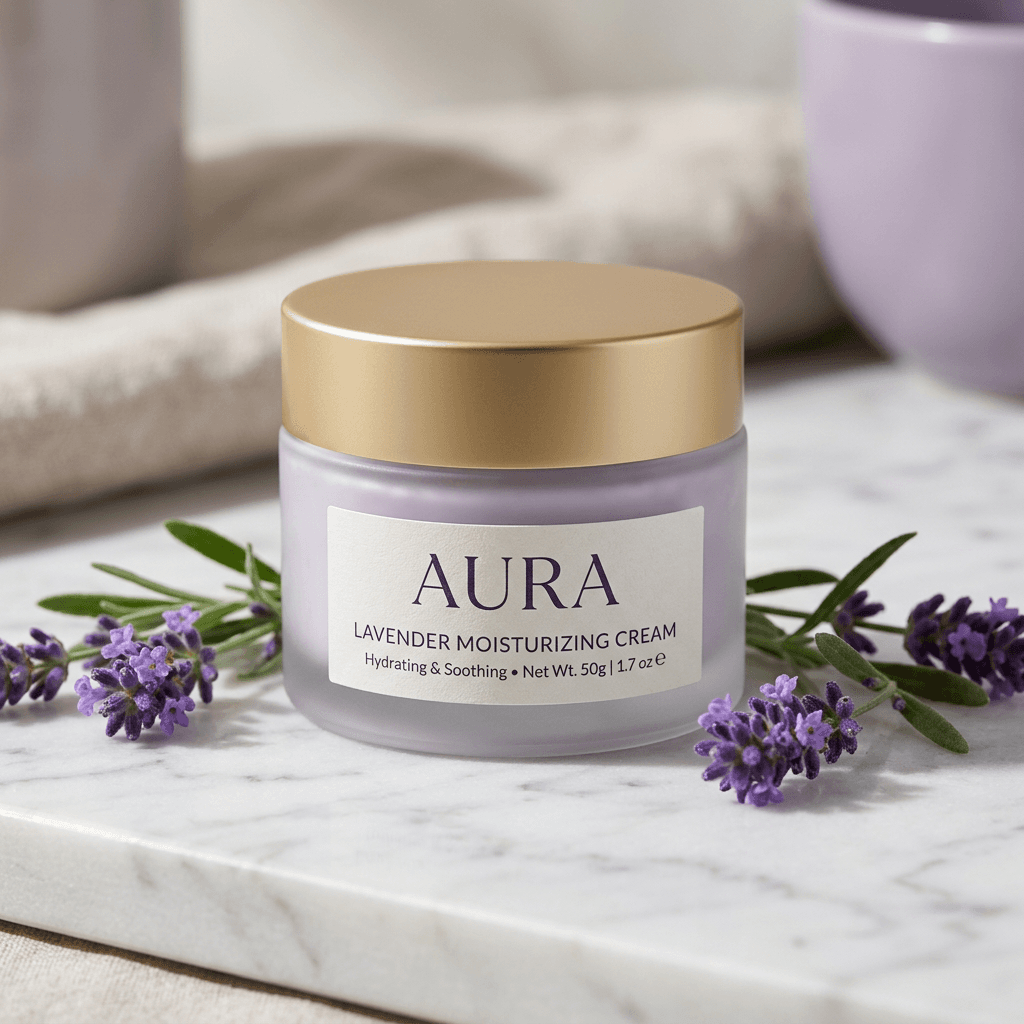 AI product photography — lavender cream