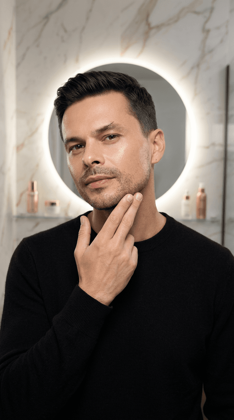 Bathroom mirror portrait