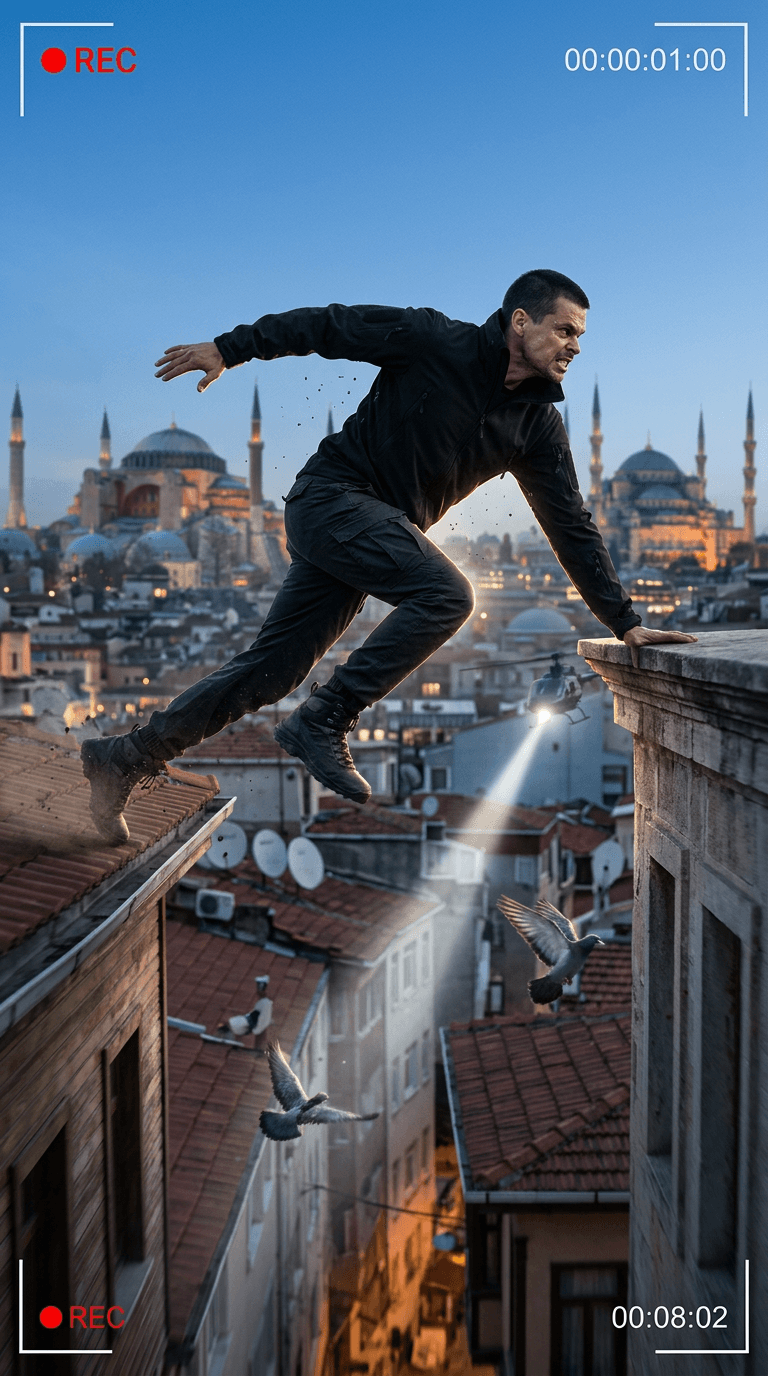 Parkour action scene Istanbul