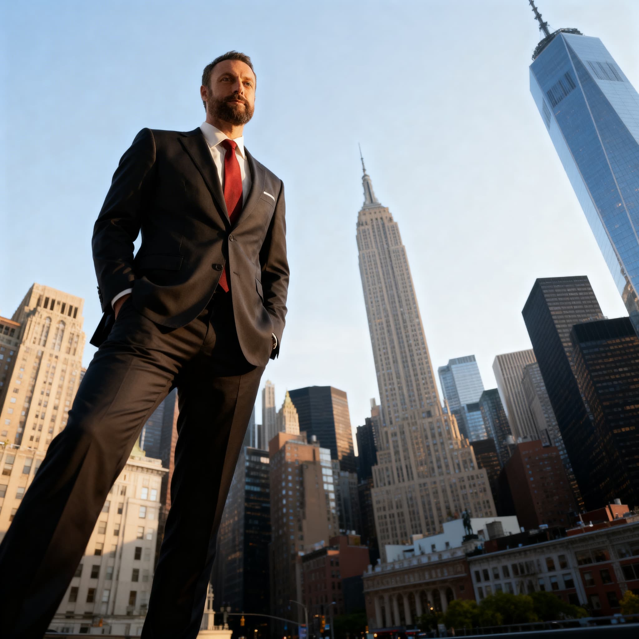 NYC businessman low angle