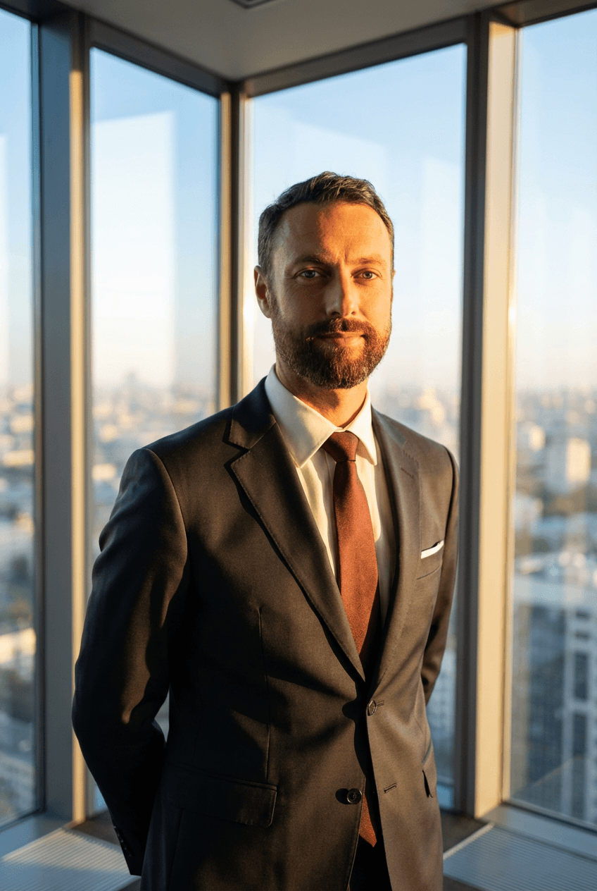 Office portrait by window