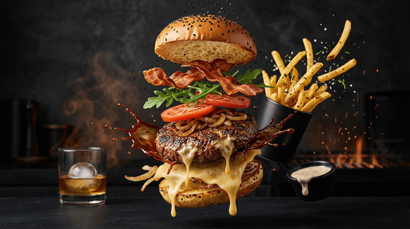 Gourmet burger food photography